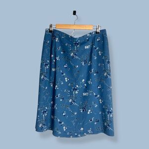 Pendleton Vintage 90s Blue Floral Knee Length Skirt